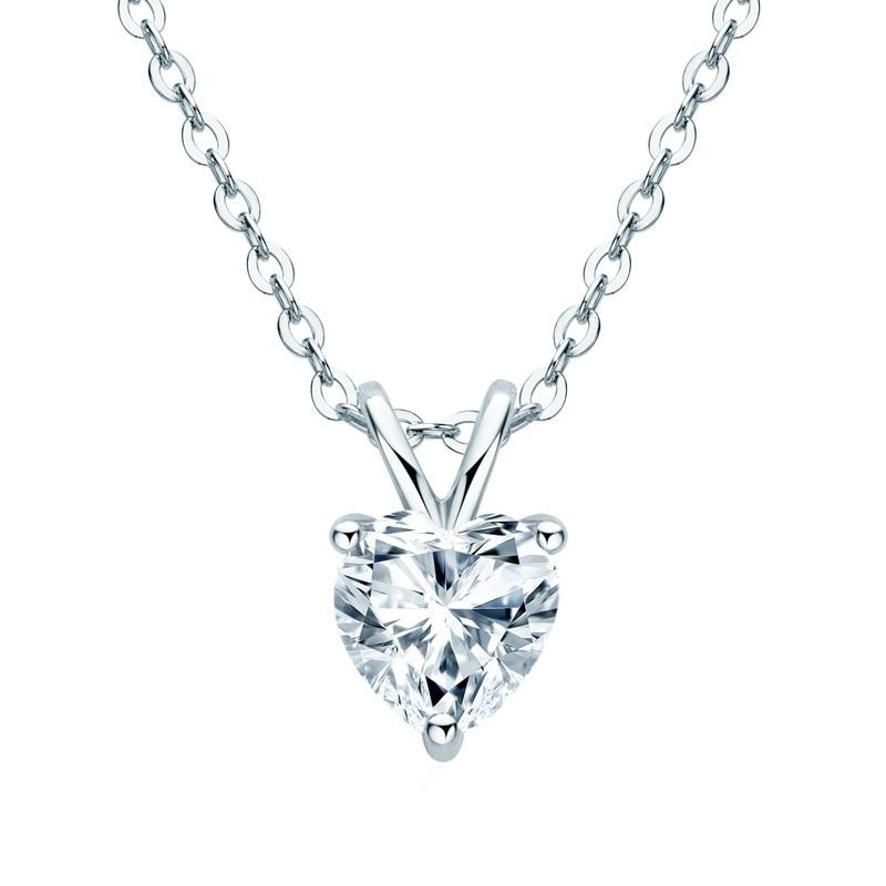 New 2 Carat Real Moissanite Necklace Heart Pendant Top Quality 925 Solid Silver Synthetic Diamond Gemstone Neck Fine Jewelry