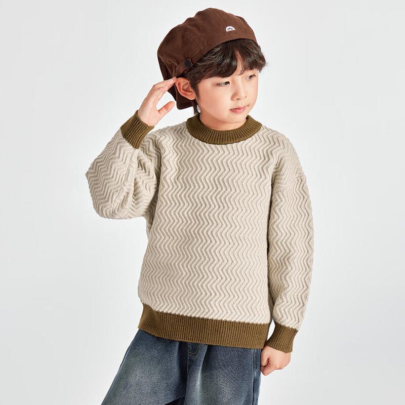 Duoduojia Boys Curved Texture Round Neck Pullover Sweater 110