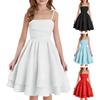 A-line Spaghetti Straps Summer Dress Festive Sleeveless Girls Midi Dress Party