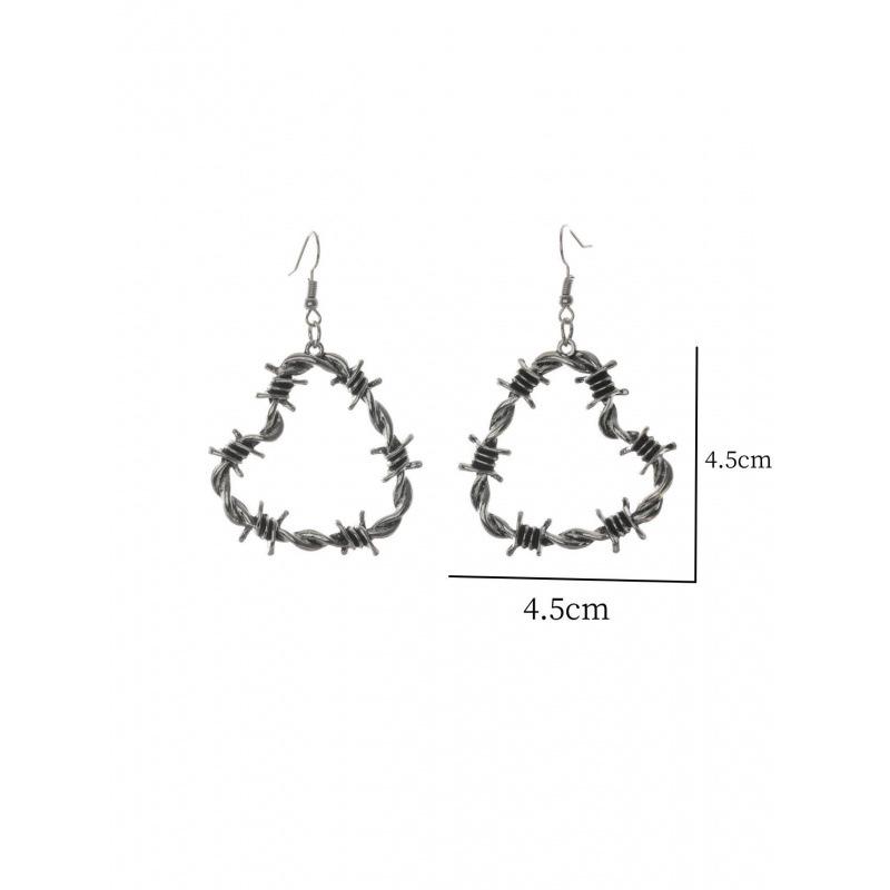 Gothic Heart Thorns Wire Mesh Earrings - Punk Hip Hop Retro Style for Halloween