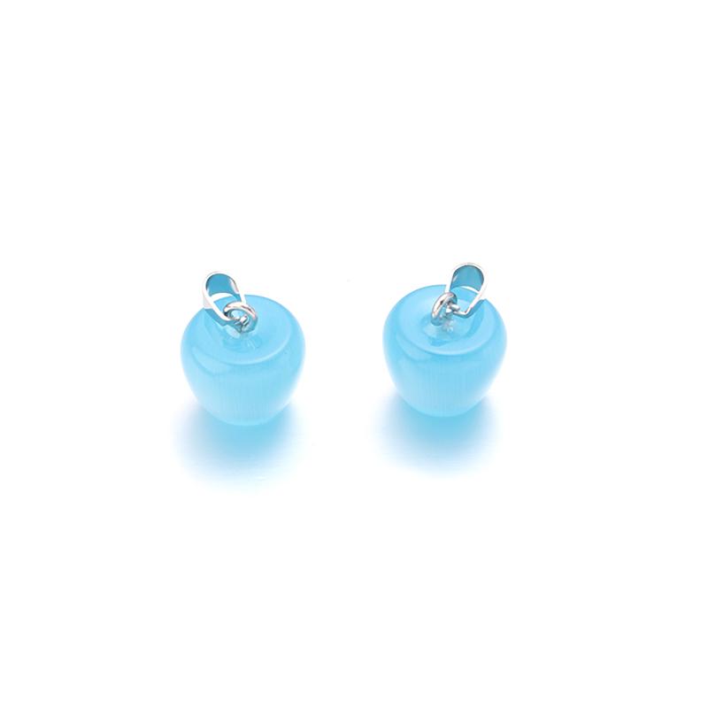 2Pcs/Lot Natural Cat Eyes Stone Apple Charms For Jewelry Making 14x15mm Transparent Quartz Pendant Diy Jewelry Finding Crafts