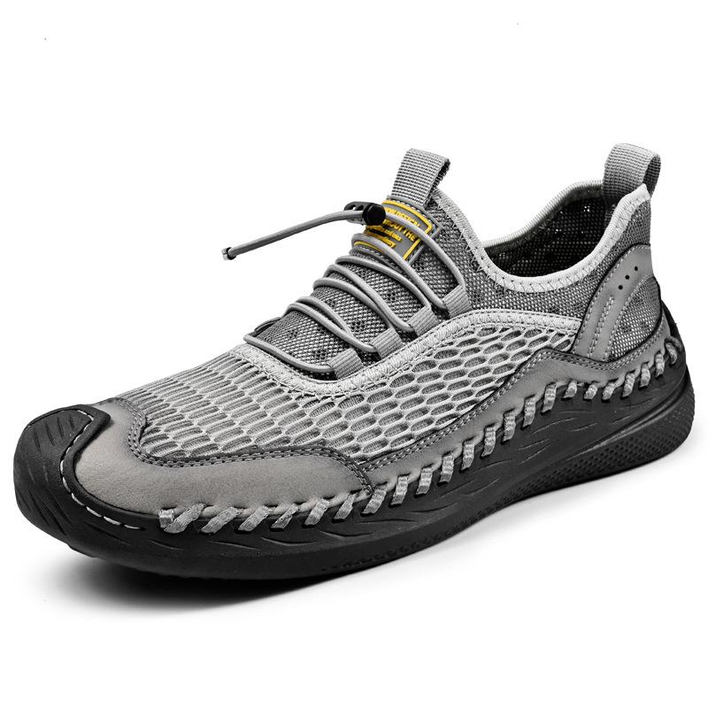 Men's Shoes 2025 New Summer Men's Elastic Band Casual Sports Shoes Comfortable Large Size Breathable Mesh Shoes Tide