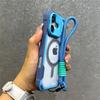 Armor Candy Color Clash For Magsafe Phone Case For 17 16 15 14 Plus 13 12 Pro Max Stand With Wrist Strap Phone Back Cover