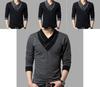 Camiseta De Hombre De Manga Corta Larga Slim Cuello En V Muscle Tee Casual Blusa