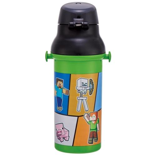 Skater Children's Plastic Water Bottle 480ml One Push Open/Close Antibacterial Child Friendly Lightweight Antibacterial Treatment Made in Japan Minecr