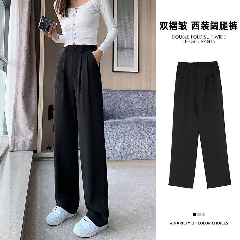[Please do not shoot unless] Black suit pants women's autumn pendant wide-leg pants