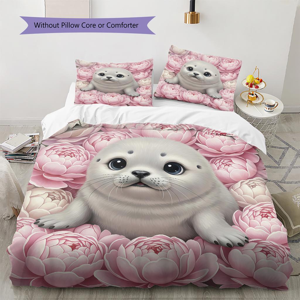 Cartoon-Muster Bettwäsche Steppbett-Set Bettbezug Kissenbezug Heimdekoration Geburtstagsgeschenk (1 Bettbezug + 2 Kissenbezüge, ohne Füllung)
