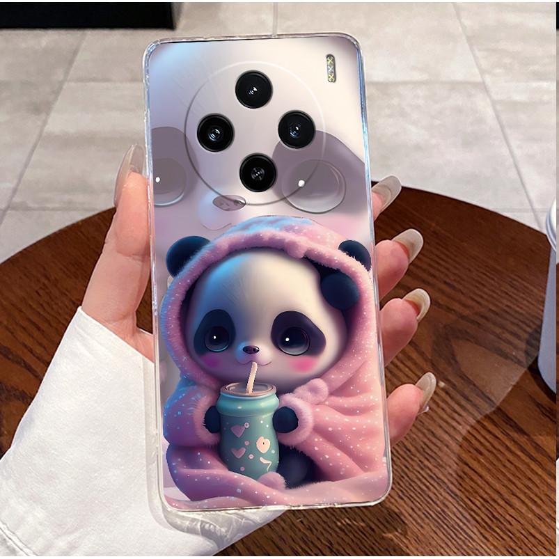 Case For Vivo X100 Transparent TPU Soft Cover For Vivo X100 Pro/X100s Pro Cute Little Panda Pattern Shockproof Couple Shell
