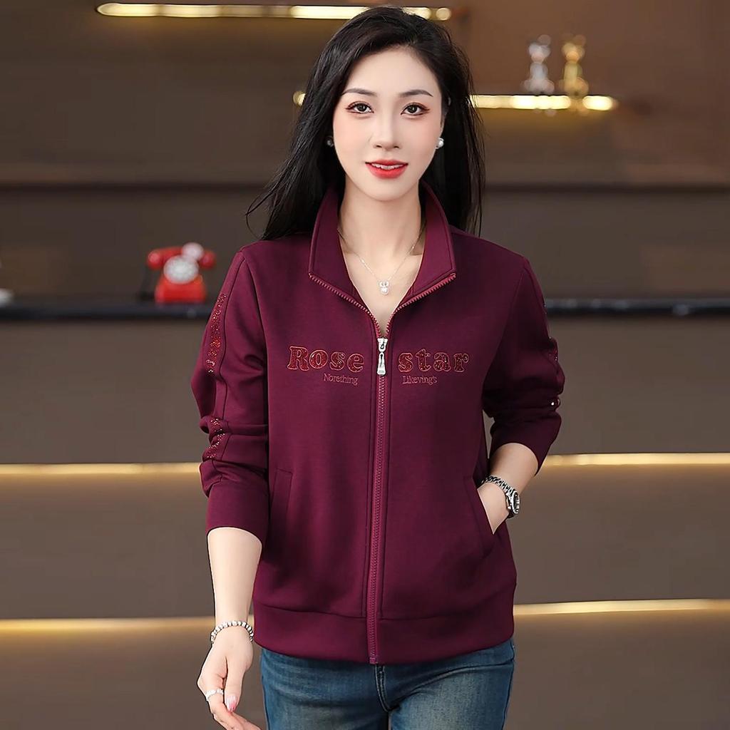 New 2026 Women's Stand Collar Hoodie: Chic, Casual, Loose-Fit Long Sleeve Jacket for Spring & Fall