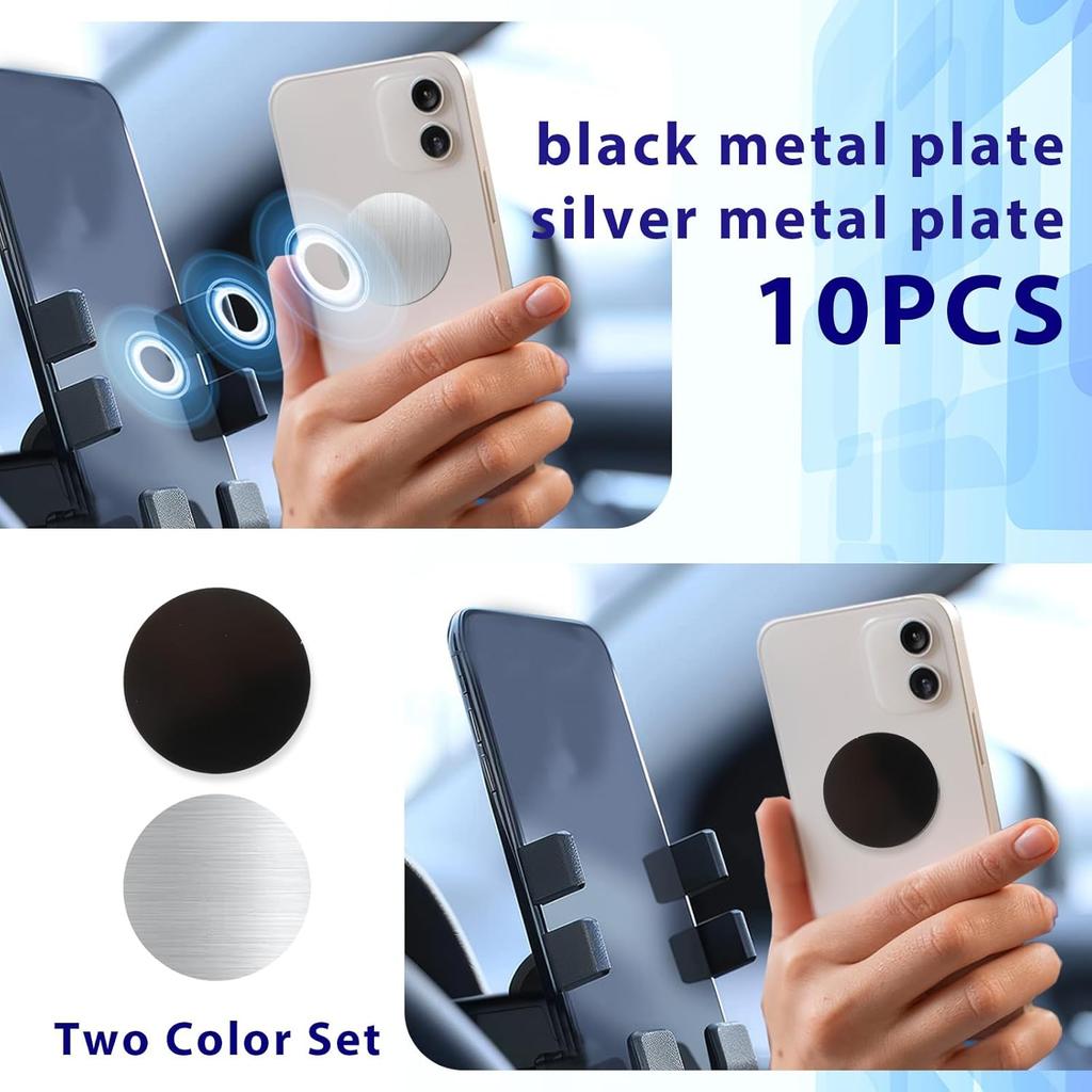 Bewudy Self-Adhesive Metal Plates - 10 Pack, Compatible with Magnetic Mounts, for Cars, Phones & Phone Cases