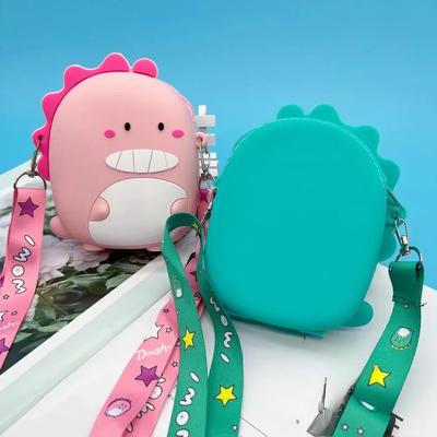 Cartoon Dinosaur Crossbody Bag Children Silica Gel Coin Purse Portable Storage Messenger Bag Girls Gift Christmas Gift
