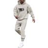 Men's Solid Color Flag Print Hooded Universal Versatile Hooded Sweatshirt Sweatpants Casual Sports Suit