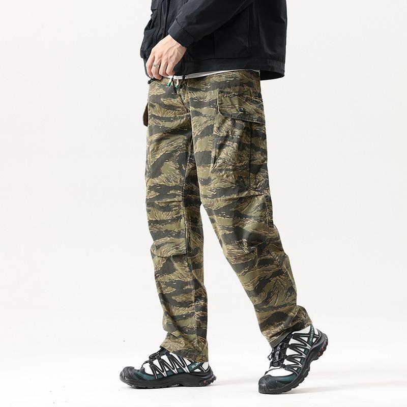 Tooling camouflage pants casual loose men's trousers clothing trendy brand pants men's high-end sense ruffian handsome men's clothing