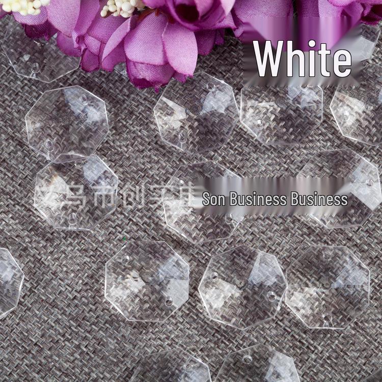 Восьмигранные прозрачные акриловые бусины с двумя отверстиями для рукоделия «Денежное дерево» 23mm Octagonal Piece белый