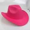 Women Men Western Cowboy Hat, Wide Curved Brim Felt Cowgirl Hat, Vintage Jazz Riding Hat, Removable Hat Belt, Head Circumference 56‑58cm