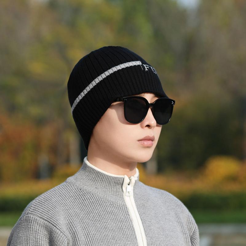 Strickmütze Herren Herbst Winter Wollmütze Outdoor-Sport Kältefest Warm Gestrickte Mütze