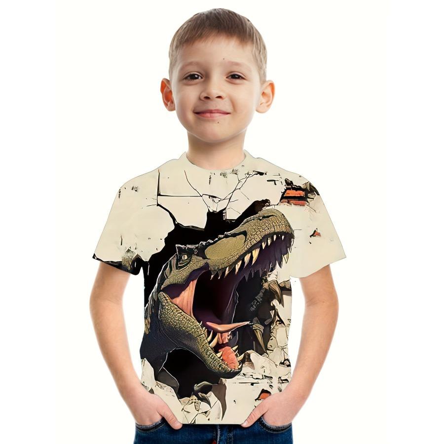Children's Clothing T-Shirts for Boys Short Sleeve Child T Shirt 3D Dinosaur Print Casual Kids Summer Clothes Boy Clothes Tops