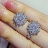 Fairy Zircon-Studded Copper Flower Earrings (High-End Niche) E8065