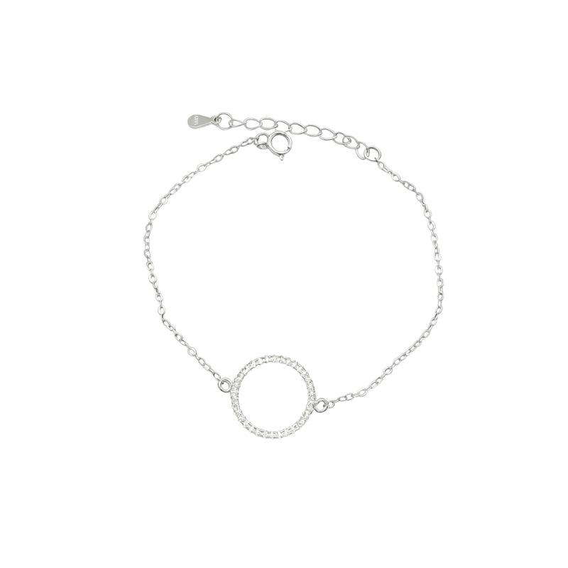 Exquisite S925 Sterling Silver Geometric Circle Bracelet - Electroplated Micro-Set Jewelry for Trendy European and American Style