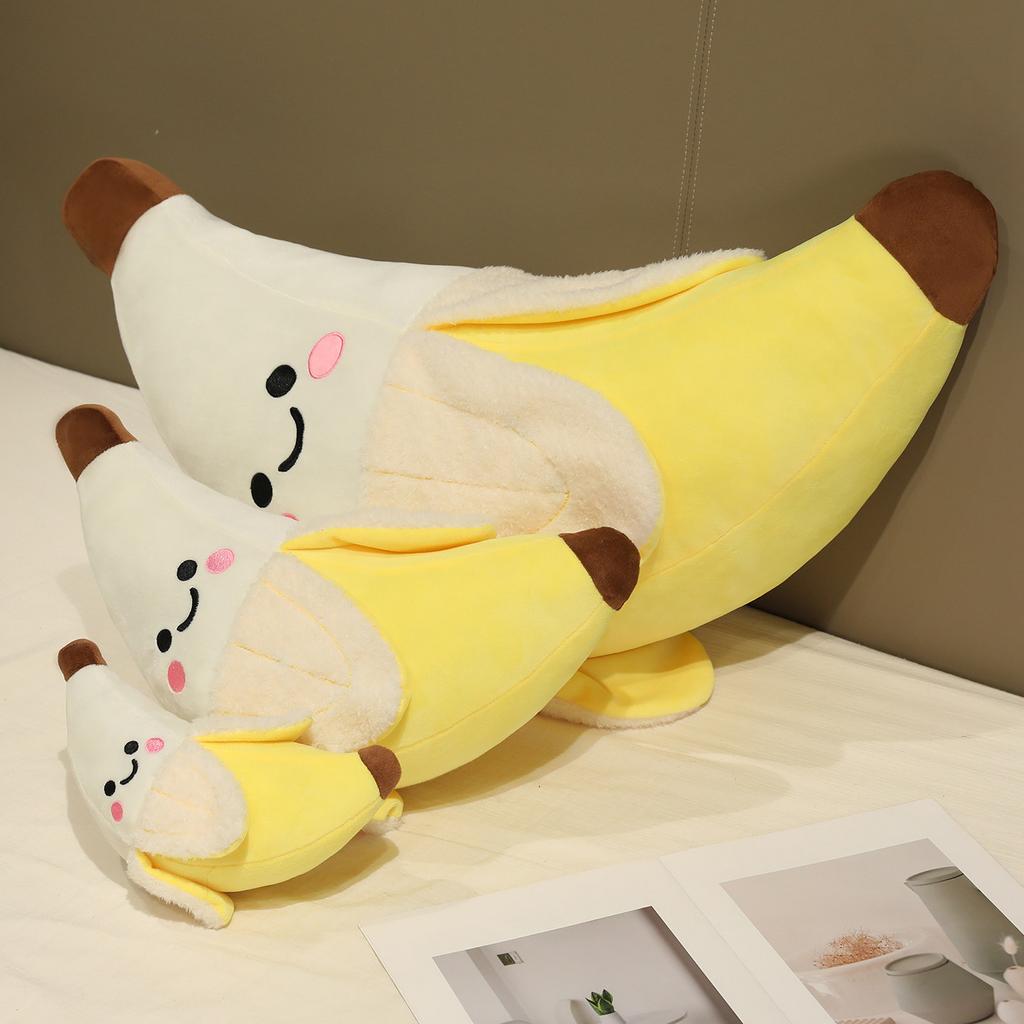 25-80cm Cartoon Cute Giant Banana Plush Doll Pillow Yellow Smile Banana Fruit Plush Toy Home Decoration Gift For Children