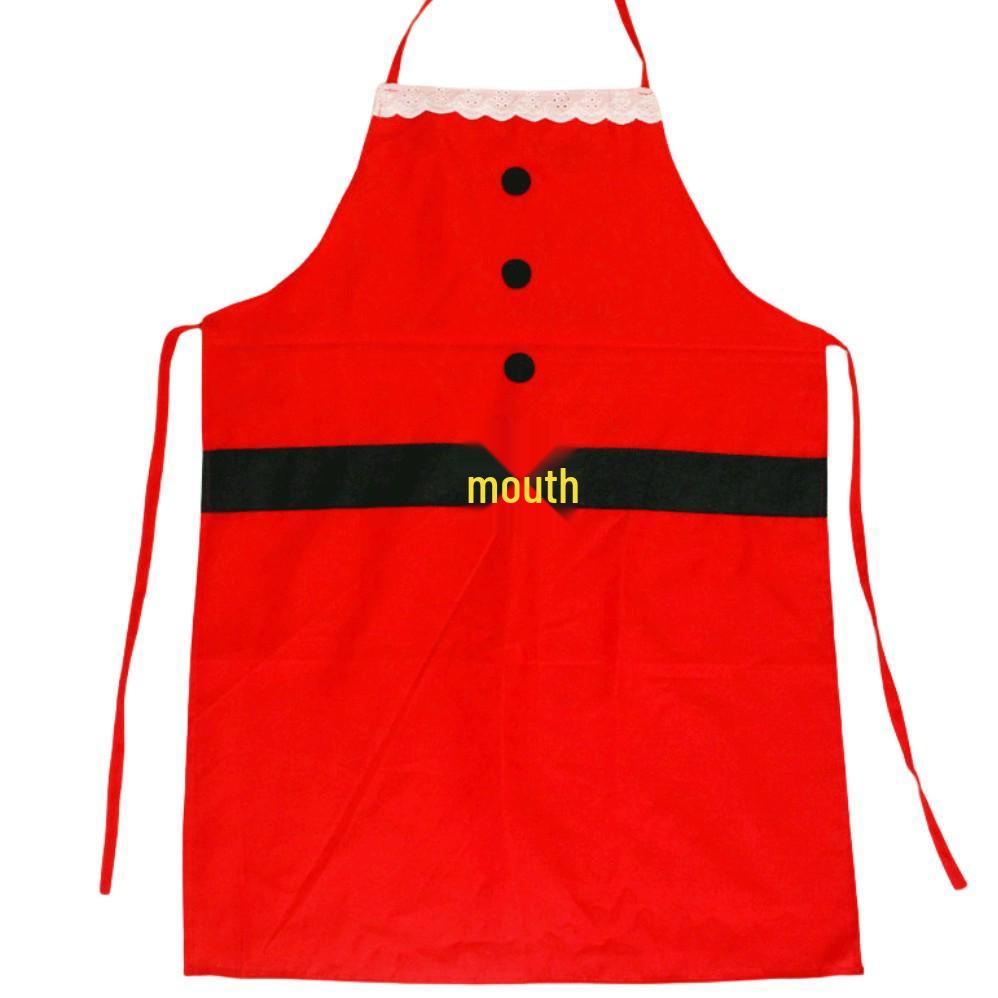 Silk Style Santa Claus Apron for Kitchen Christmas Decorations