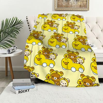 Cartoon Cute R-Rilakkuma-s Bear Blanket Plush Nap Sofa Rug for Living Room Warm Office Bedroom Birthday Home Travel Kid Gifts