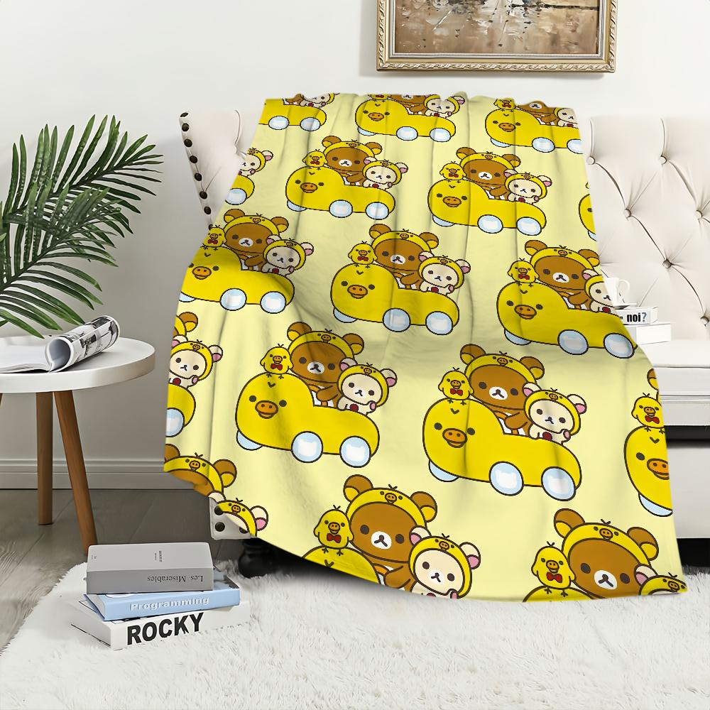 Cartoon Cute R-Rilakkuma-S Bear Blanket Plush Nap Sofa Rug For Living Room Warm Office Bedroom Birthday Home Travel Kid Gifts