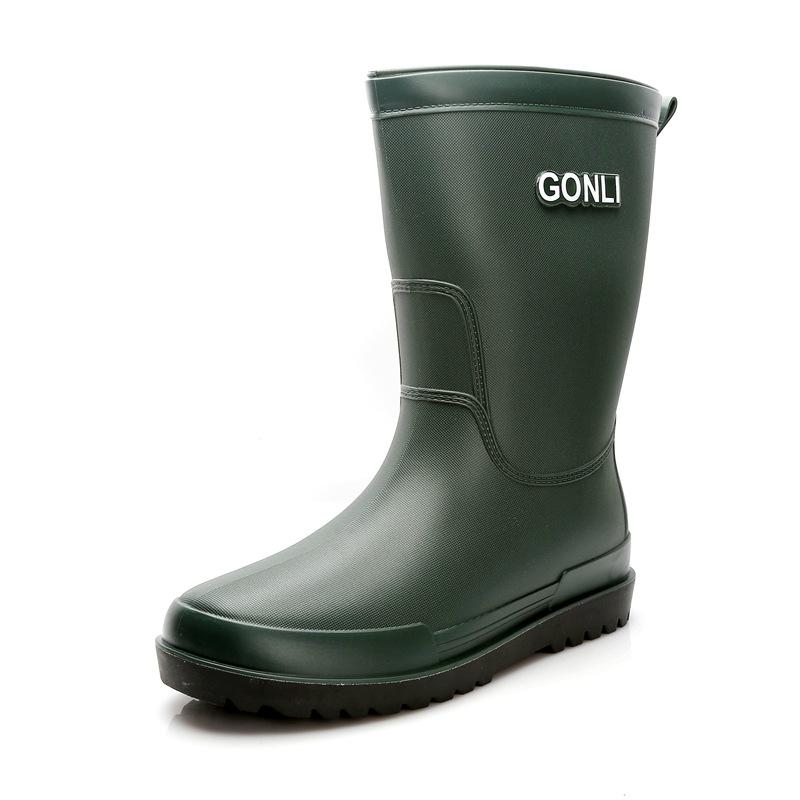 New Rain Shoes Men's Water Shoes Rubber Shoes Rain Boots High Tube Full Beef Tendon Sole Non-slip, Waterproof and Oil-proof Chef Shoes