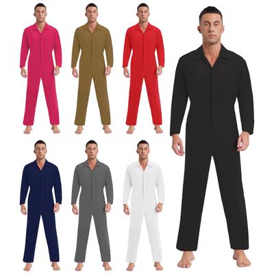 Pánský overal S-3XL: Dlouhý rukáv, límec s klopami, overalový styl, zapínání na zip vpředu, pro streetwear & smart casual