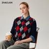 Zhaojun Women's British Style Argyle Cashmere Cardigan
