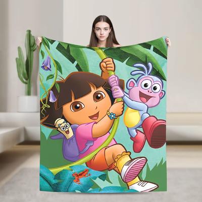 Manta polar con dibujos animados de Dora la Exploradora, ideal para el verano, para el aire acondicionado, para sofá o coche.