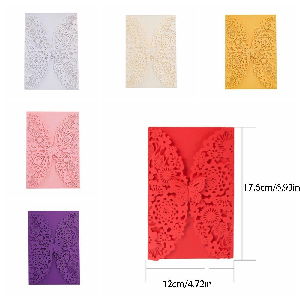 50pcs Flower 3D Invitation Card Hollow Out Butterfly Greeting Card  Festival Celebration