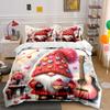 Gnome with Hearts and Cupcake Bedding Duvet Cover Set (1*Duvet Cover 2*Pillowcases, Without Duvet Insert)