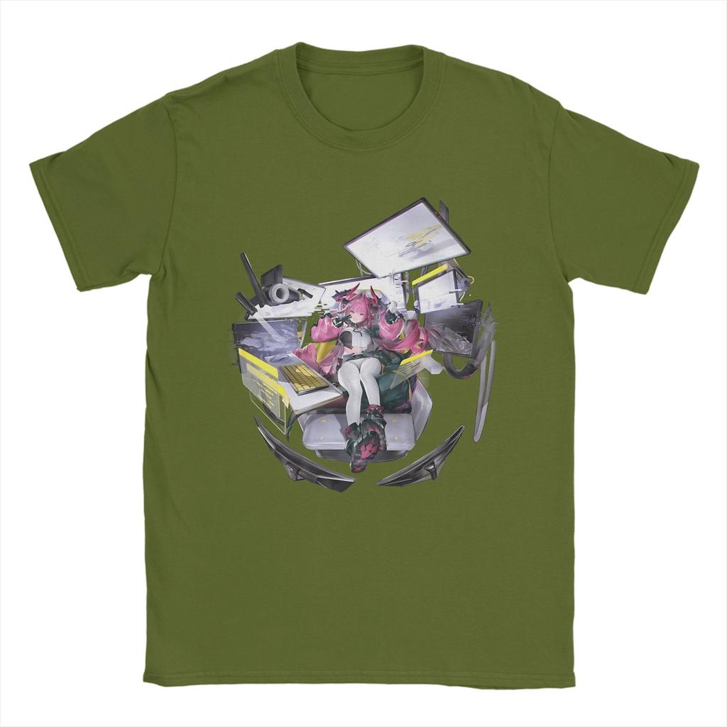 Printed Laevatain Arknights Endfield T Shirt For Unisex Cotton Tee Shirt Short Sleeve Clothes