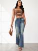 2025 Europäische Amerikanische Retro High Waist Slim Fit Schlagjeans für Damen