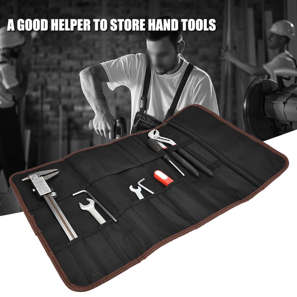 S8 Multifunction Pouch Holder Roll Up Storage Bag for Handle Repairing Tool(black)
