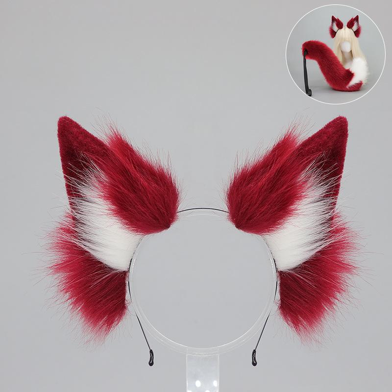 Handmade Fox Girl Beast Ear Girl Headband Comic Show Demon Fox Tail Cos Props Halloween Fox Ears Tail Set