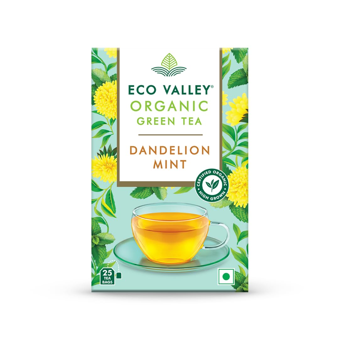 Eco Valley Organic Green Tea - Dandelion Mint - 25 Tea Bags | Grown in Nilgiris | Zero Calories | All Natural | Rich in Antioxidant
