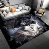 Living Room Rug Bicolor Mascot Silhouette Innocent Golden Eyes Printed Solid Black Backdrop House Apartment Floor Carpet