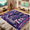 City Cyberpunk Theme Crystal Velvet Floor Rug Personalized Custom Name Text Warm Carpet Home Decoration