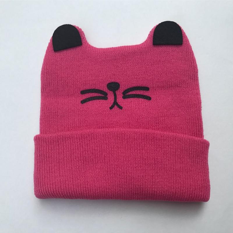 Cartoon Baby Hats Cat Knitted Cap Beard with Ears Winter Warm Newborn Caps Beanies Wool Girls Boys Hats Crochet
