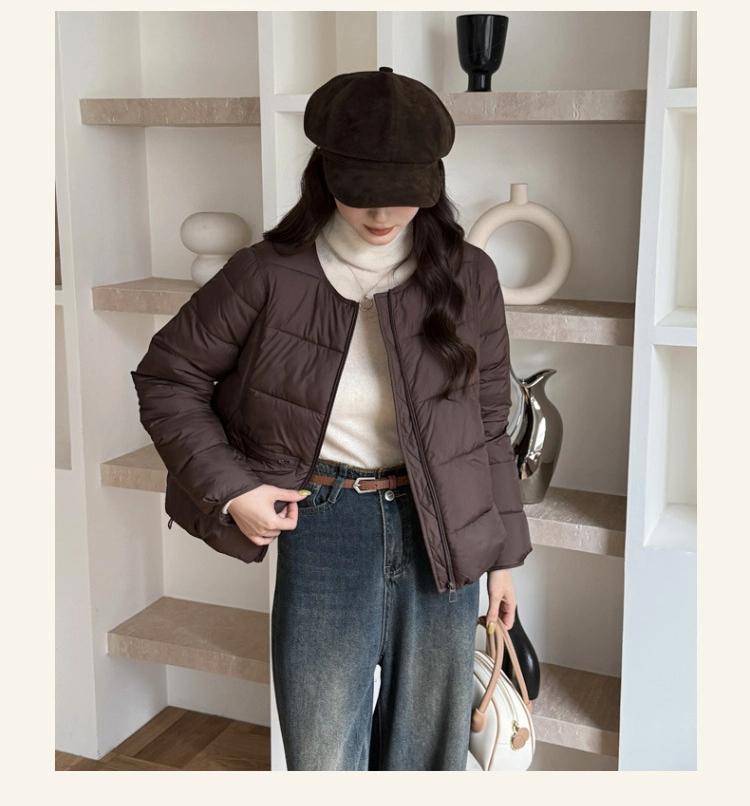 Women’s Short Round Neck Winter Jacket With Adjustable Hem