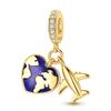 Original 925 Sterling Silver Charms Earth Passport Airplane Globe Compass Pendant Earrings Bracelet For Women Jewelry Set Gift