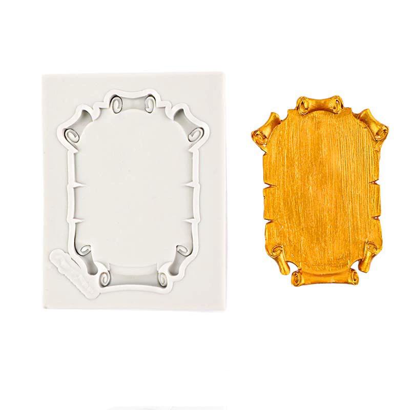 WTEMPO Photo Frame Fondant Molds Kit Picture Frame Silicone Molds Retro Molds for Cake Decorating Cupcake Topper Chocolate Candy Polymer Clay Set of 4