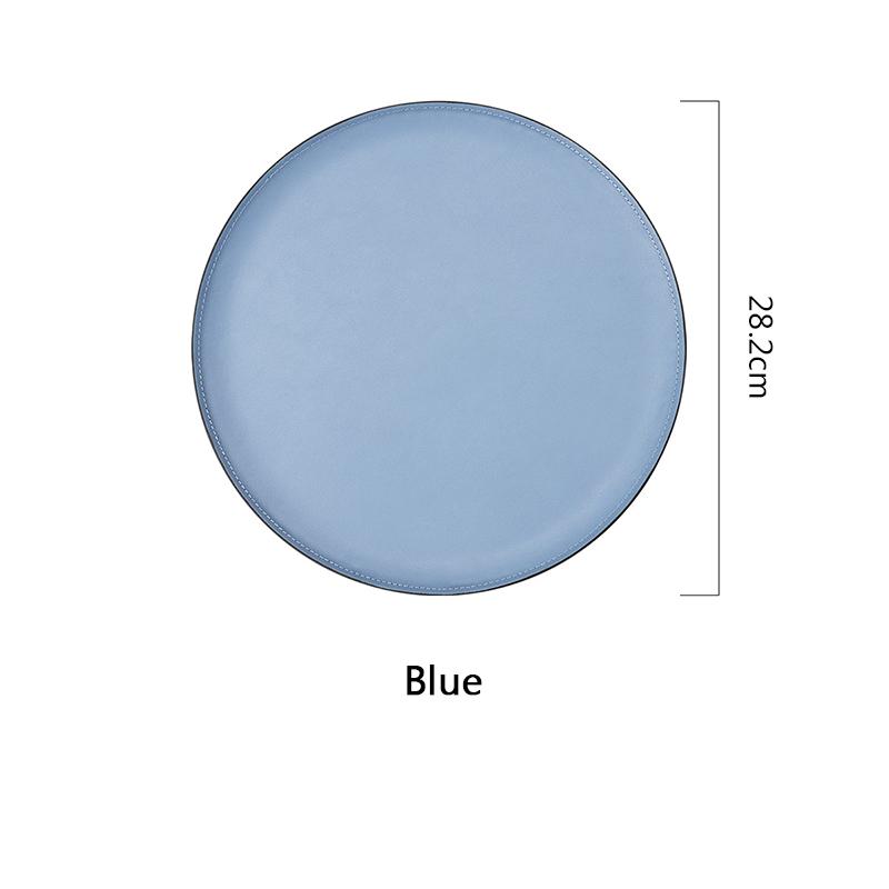 

Легкий розкішний шкіряний круглий лоток для зберігання з нордичної нержавіючої сталі Настільний ювелірний виріб Косметика Оздоблювальний лоток Лоток для закусок синій