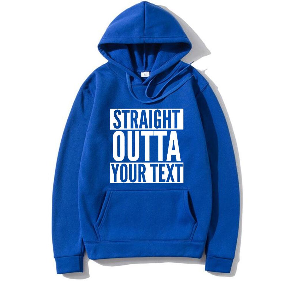 Funny Straight Outta Custom Text Letter Graphic Hoodie Men Women's Fleece Cotton Novelty NWA Sweatshirt Oversized Streetwear
