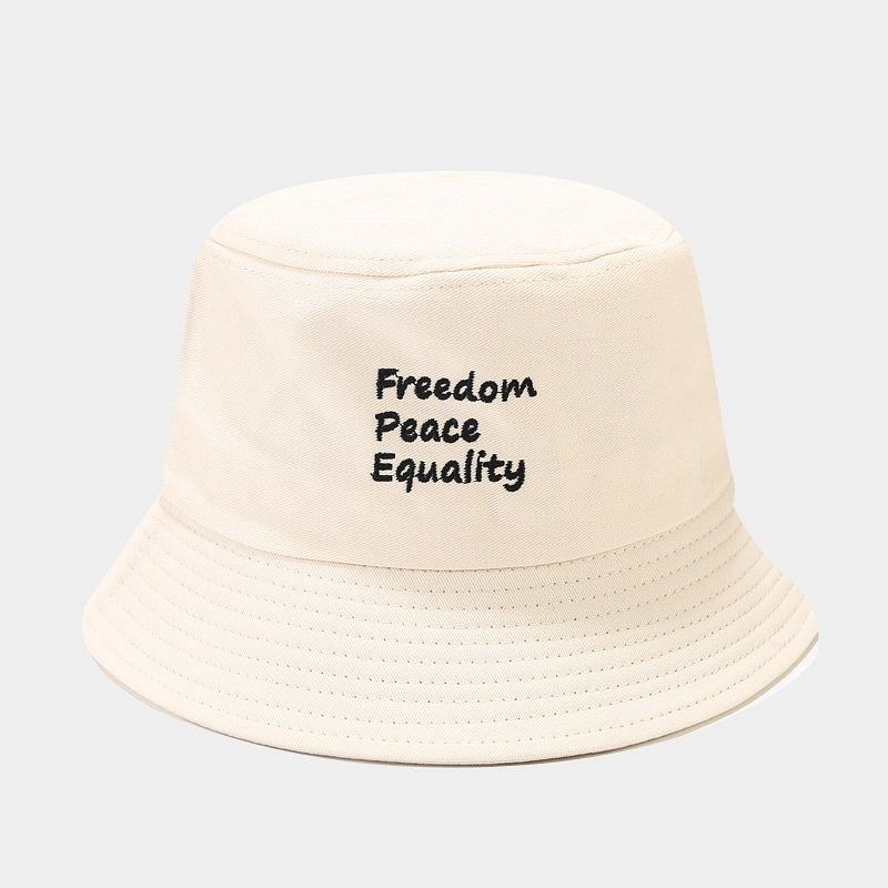 Fisherman Hat for Women with Three Rows of Letter Embroidertrendy Popular Street Basin Hat Outdoor Travel Sun Hat Trendy