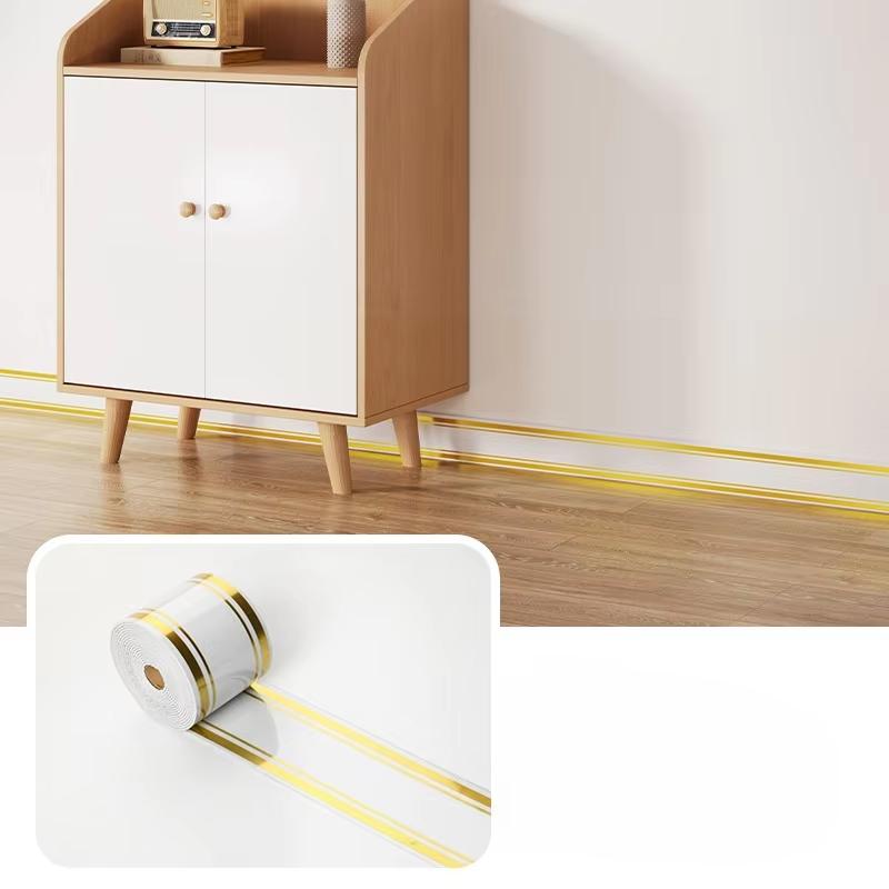 1PC 5mx10cm Self Adhesive Skirting Board Thickening Flexible Foam Wall Stickers Waistline Tape with Aluminum Foil Bottom