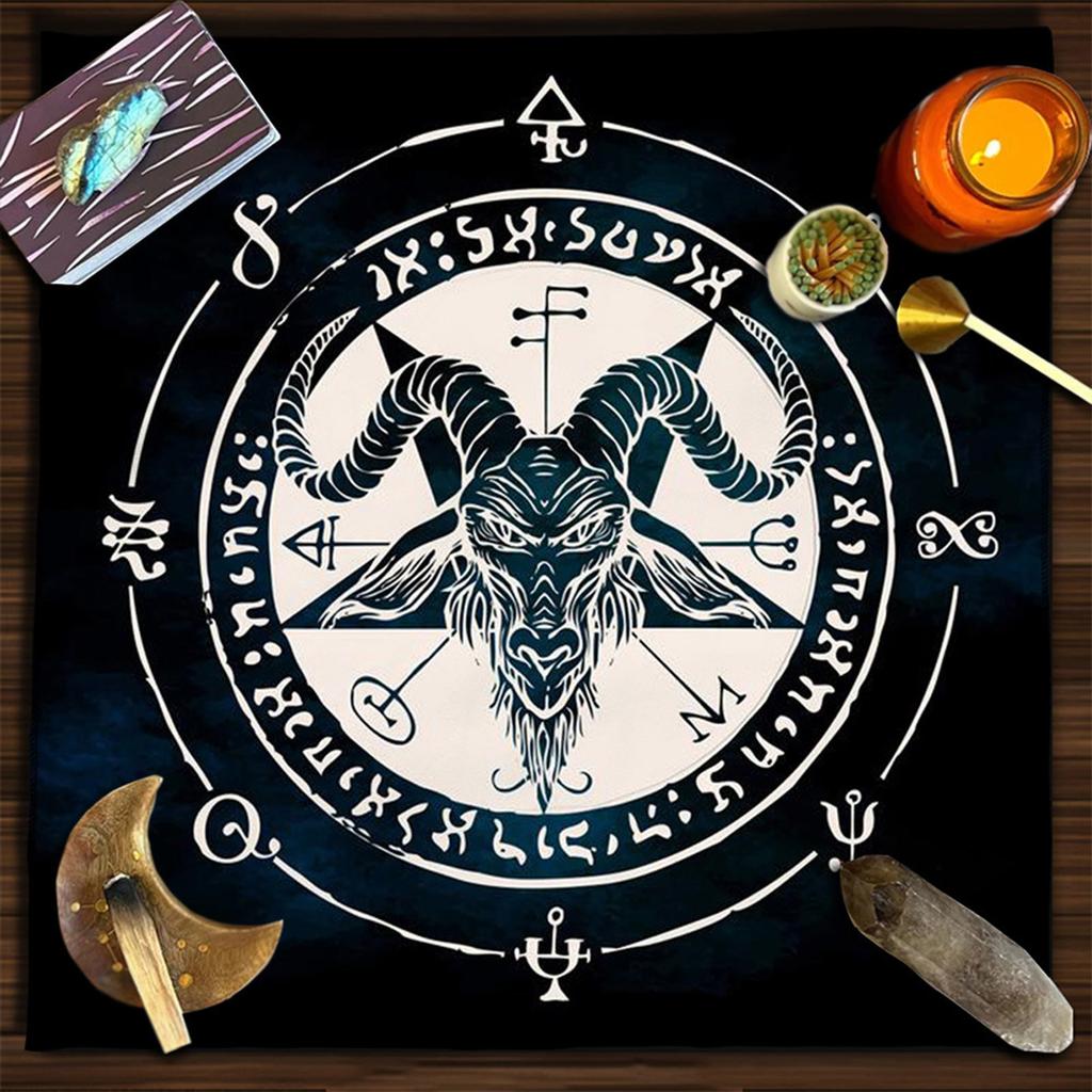 Mantel de Tarot Adivinaciones Rúnicas Cubremesa Oráculos de Astrología Tapete para Juego de Mesa Forma Cuadrada Péndulo Mantel de Altar