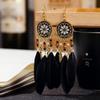 Boho Federohrringe Ethnische Blattform Lange Hängende Quaste Ohrring Schmuck Zubehör Traumfänger Damen Hängeohrringe Hochzeit